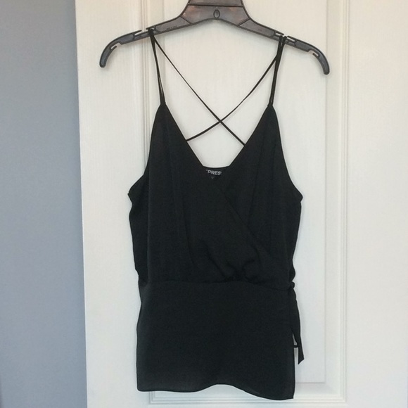Black Express faux tie tank top - Picture 1 of 4